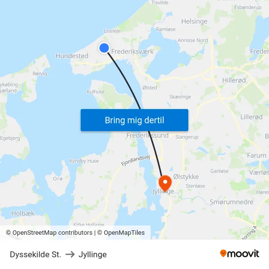 Dyssekilde St. to Jyllinge map