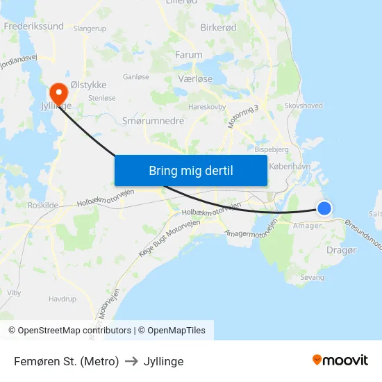 Femøren St. (Metro) to Jyllinge map