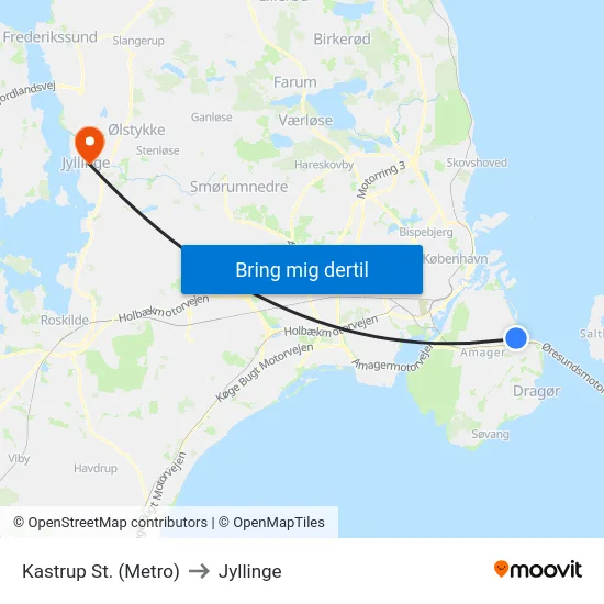 Kastrup St. (Metro) to Jyllinge map