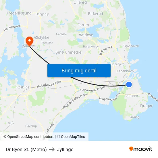 Dr Byen St. (Metro) to Jyllinge map