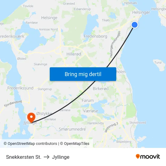 Snekkersten St. to Jyllinge map