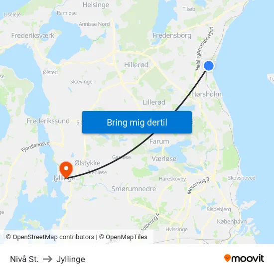 Nivå St. to Jyllinge map