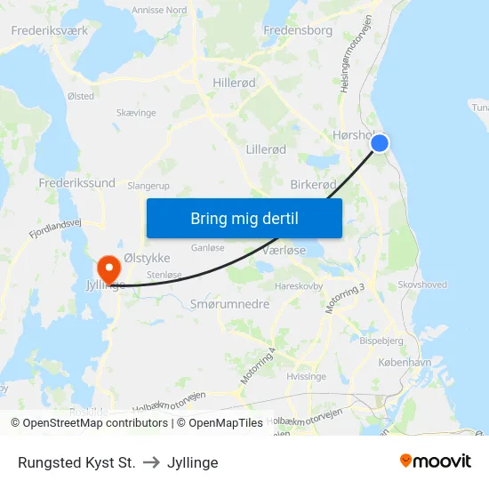 Rungsted Kyst St. to Jyllinge map