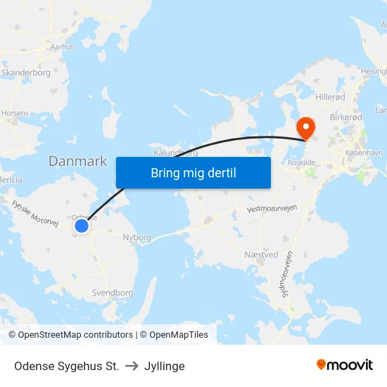 Odense Sygehus St. to Jyllinge map