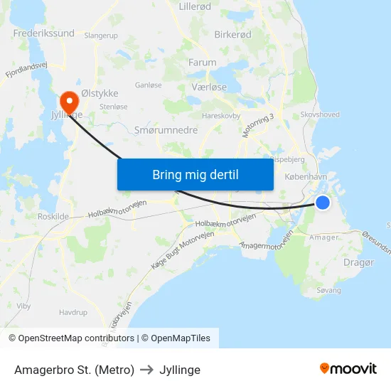 Amagerbro St. (Metro) to Jyllinge map