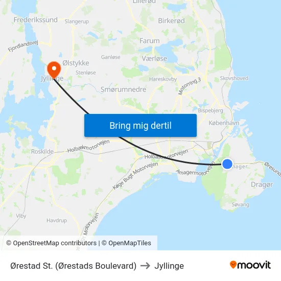 Ørestad St. (Ørestads Boulevard) to Jyllinge map