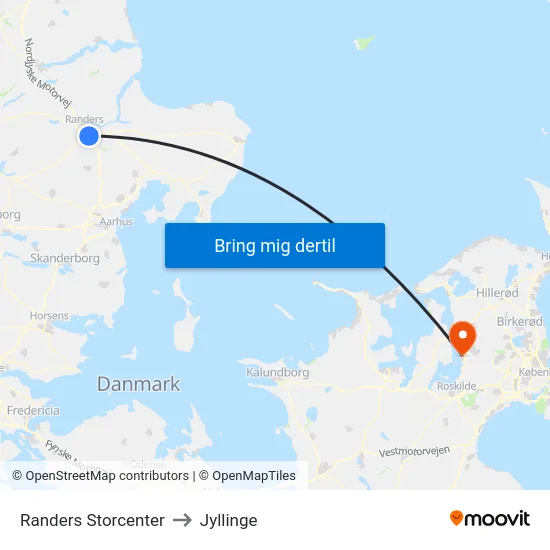Randers Storcenter to Jyllinge map
