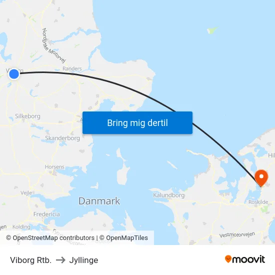 Viborg Rtb. to Jyllinge map