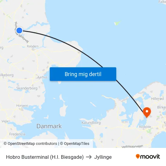 Hobro Busterminal (H.I. Biesgade) to Jyllinge map