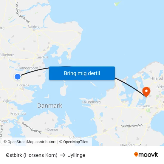 Østbirk (Horsens Kom) to Jyllinge map