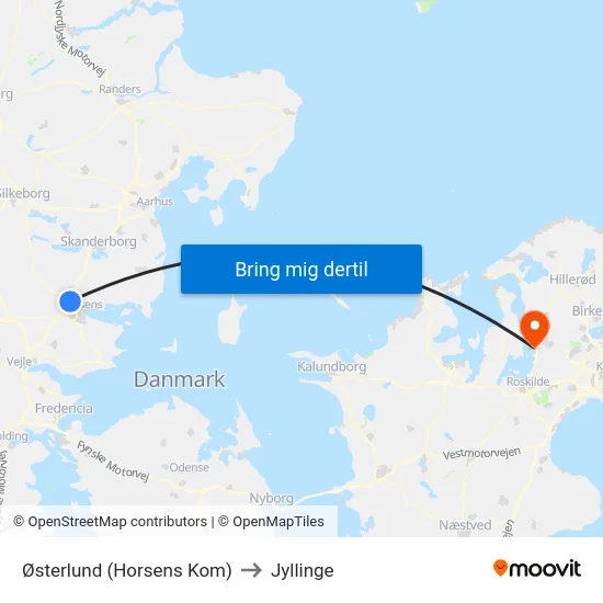 Østerlund (Horsens Kom) to Jyllinge map