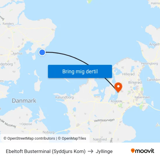 Ebeltoft Busterminal (Syddjurs Kom) to Jyllinge map