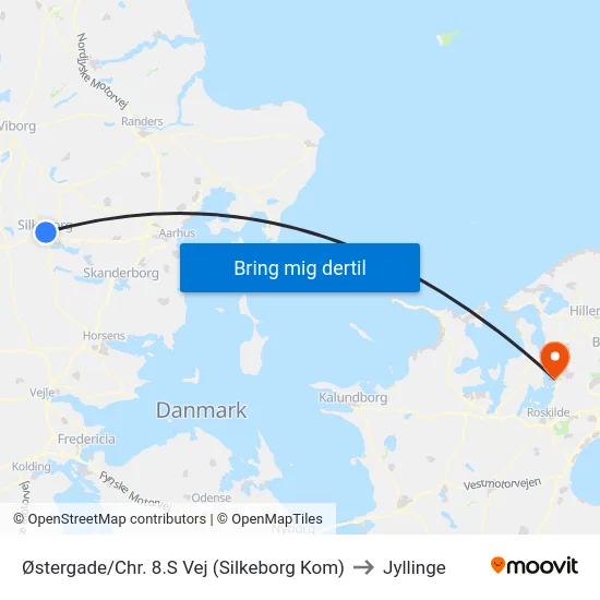 Østergade/Chr. 8.S Vej (Silkeborg Kom) to Jyllinge map