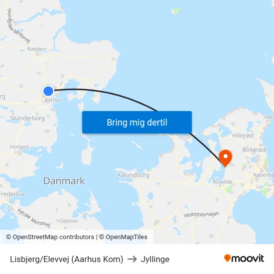 Lisbjerg/Elevvej (Aarhus Kom) to Jyllinge map