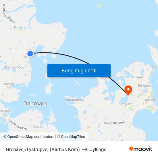 Grenåvej/Lystrupvej (Aarhus Kom) to Jyllinge map