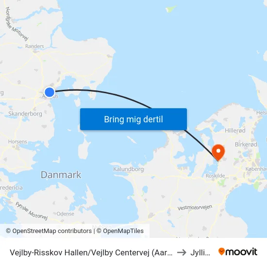 Vejlby-Risskov Hallen/Vejlby Centervej (Aarhus Kom to Jyllinge map