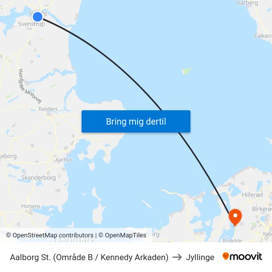 Aalborg St. (Område B / Kennedy Arkaden) to Jyllinge map