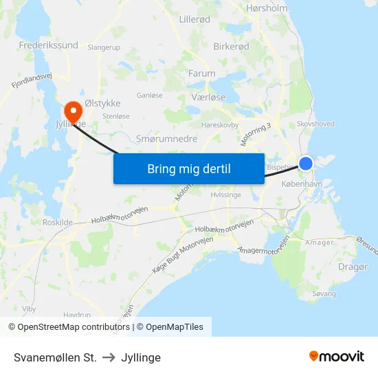 Svanemøllen St. to Jyllinge map