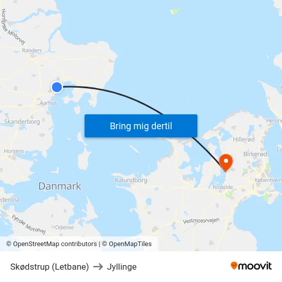Skødstrup (Letbane) to Jyllinge map