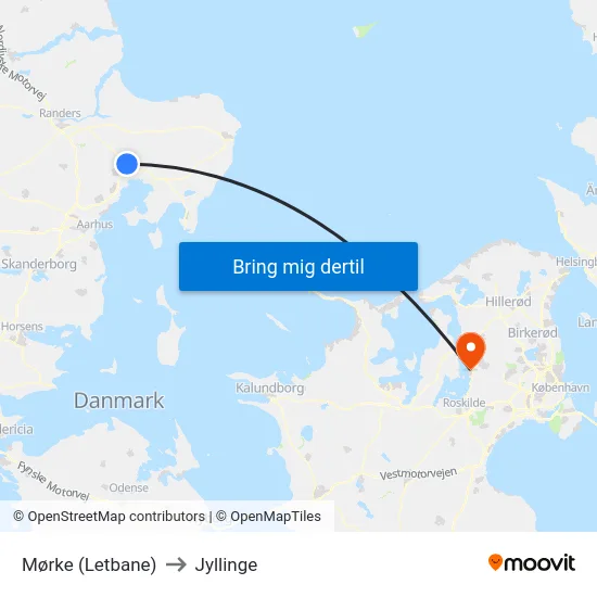 Mørke (Letbane) to Jyllinge map