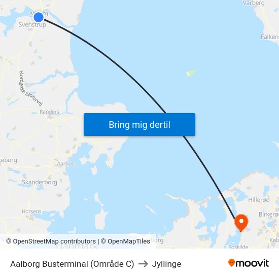 Aalborg Busterminal (Område C) to Jyllinge map