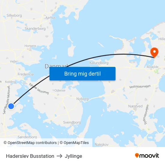 Haderslev Busstation to Jyllinge map