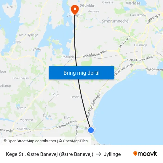 Køge St., Østre Banevej (Østre Banevej) to Jyllinge map