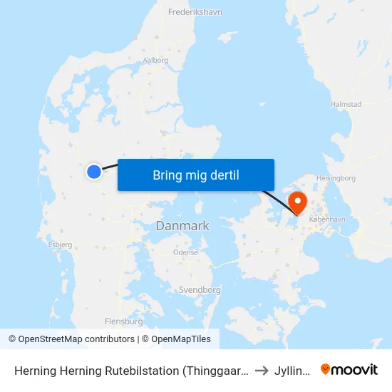 Herning Herning Rutebilstation (Thinggaard) to Jyllinge map