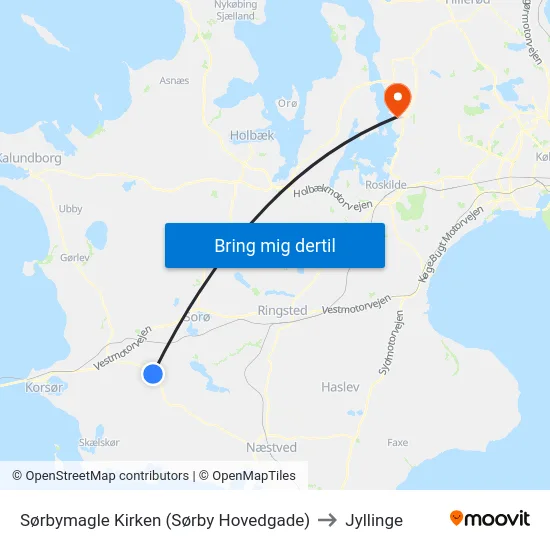 Sørbymagle Kirken (Sørby Hovedgade) to Jyllinge map