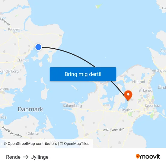 Rønde to Jyllinge map