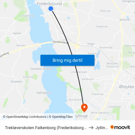 Trekløverskolen Falkenborg (Frederiksborggade) to Jyllinge map