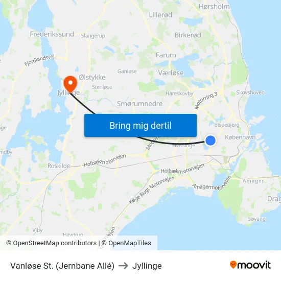 Vanløse St. (Jernbane Allé) to Jyllinge map