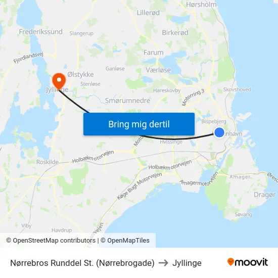 Nørrebros Runddel St. (Nørrebrogade) to Jyllinge map