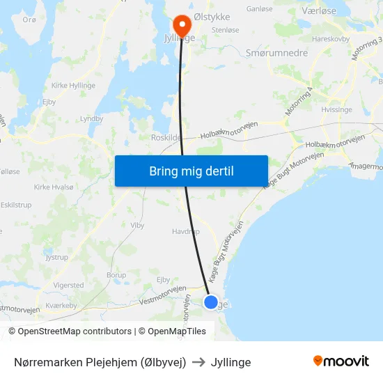 Nørremarken Plejehjem (Ølbyvej) to Jyllinge map
