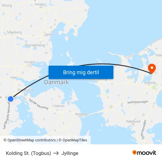 Kolding St. (Togbus) to Jyllinge map