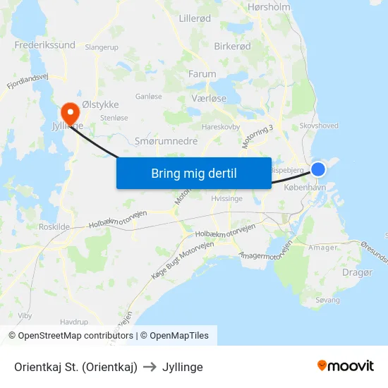 Orientkaj St. (Orientkaj) to Jyllinge map
