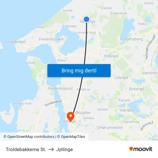 Troldebakkerne St. to Jyllinge map