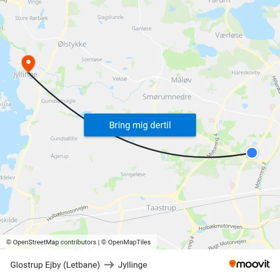 Glostrup Ejby (Letbane) to Jyllinge map
