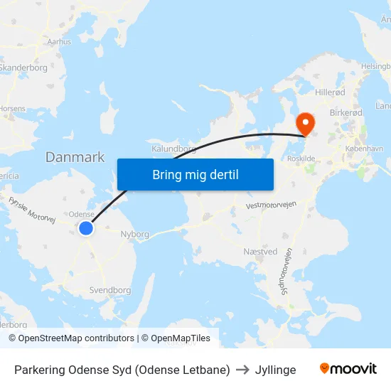 Parkering Odense Syd (Odense Letbane) to Jyllinge map