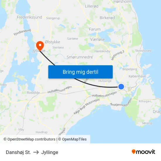 Danshøj St. to Jyllinge map