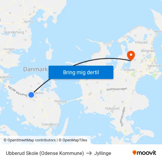 Ubberud Skole (Odense Kommune) to Jyllinge map