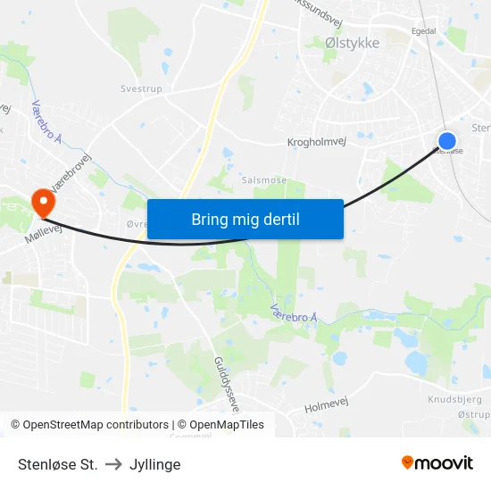 Stenløse St. to Jyllinge map