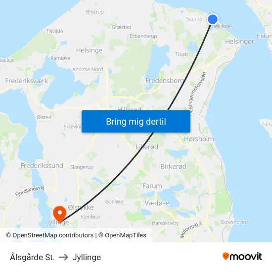 Ålsgårde St. to Jyllinge map