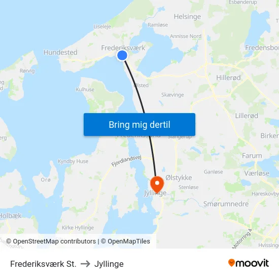 Frederiksværk St. to Jyllinge map