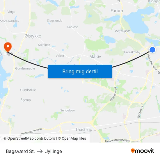 Bagsværd St. to Jyllinge map