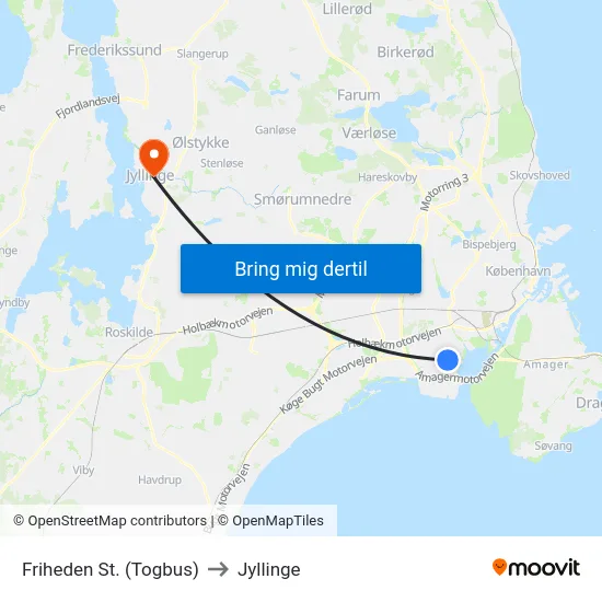Friheden St. (Togbus) to Jyllinge map
