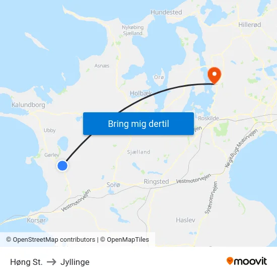 Høng St. to Jyllinge map