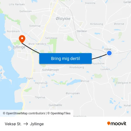 Veksø St. to Jyllinge map