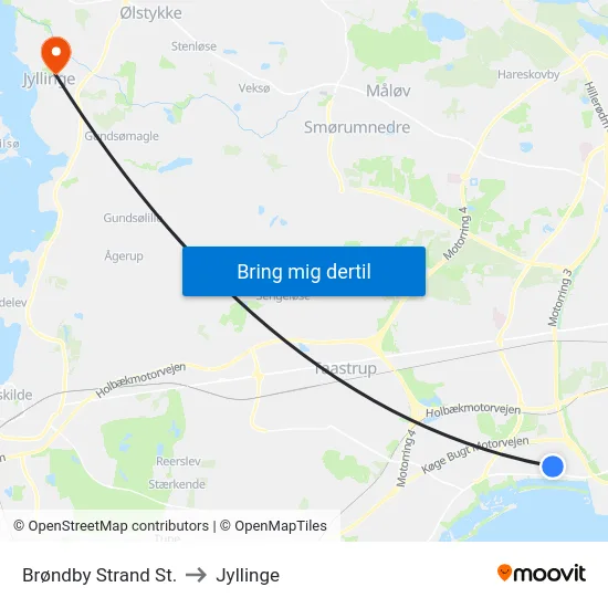 Brøndby Strand St. to Jyllinge map