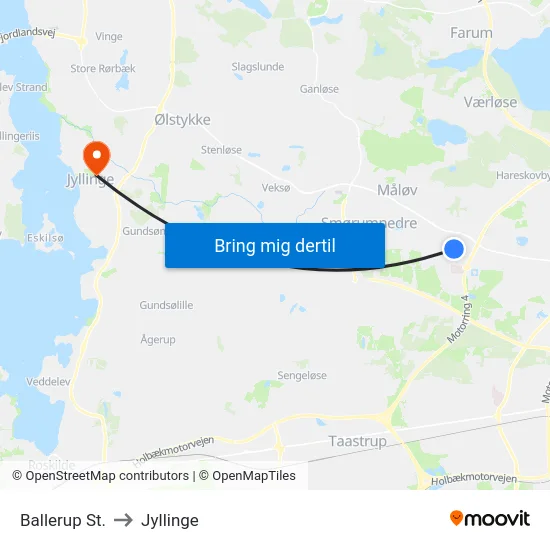 Ballerup St. to Jyllinge map